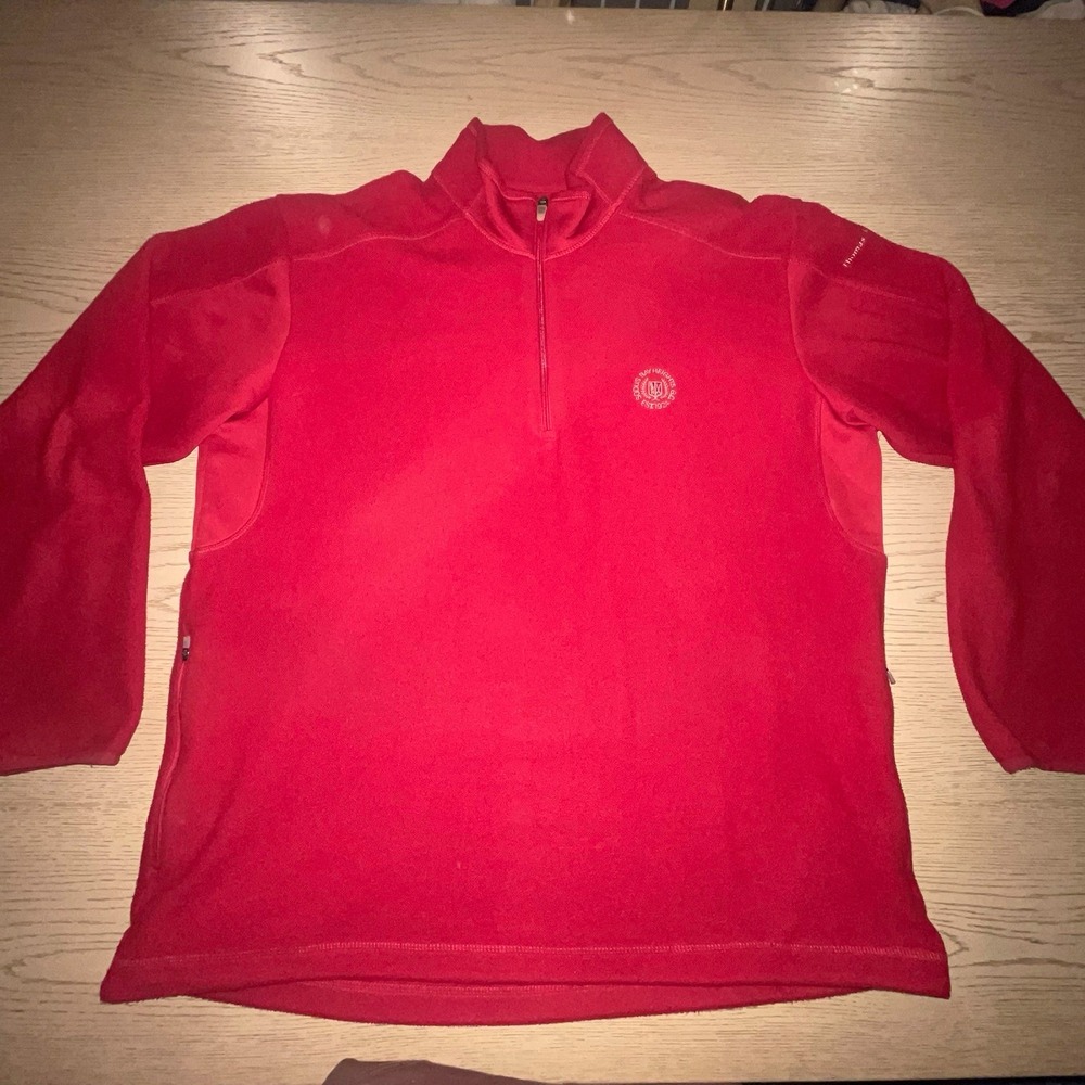 Antigua Golf Pullover Red Fleece 1/4 Zip Mock Neck Sodus Bay Logo Mens L